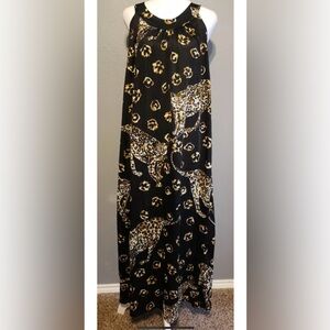 Vtg 60's Travel Lite Boutique Leopard Cat Animal Gown Loungewear Beach Dress S M